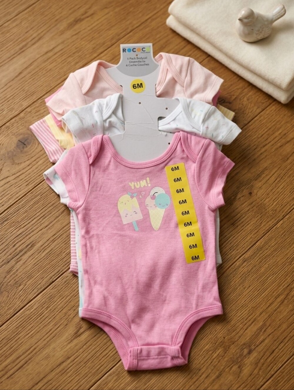 Baby Girl 6 Pack Diapersuit Onsies  Summer Pink Yellow White 6 Months